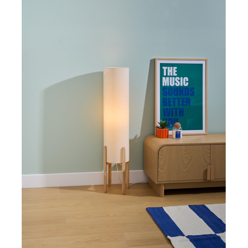 Atmosphera - Lámpara de pie KEYAH 1xE27/25W/230V en madera de caucho