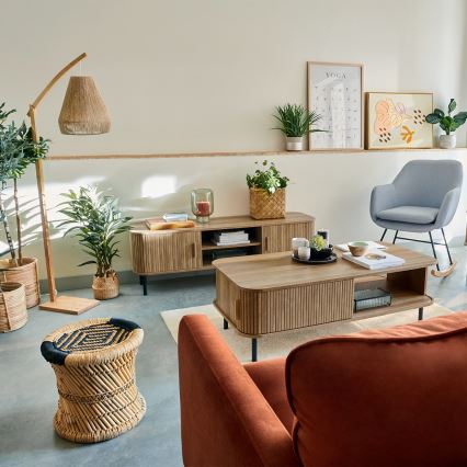 Atmosphera - Lámpara de pie PALM 1xE27/60W/230V bambú/cáñamo