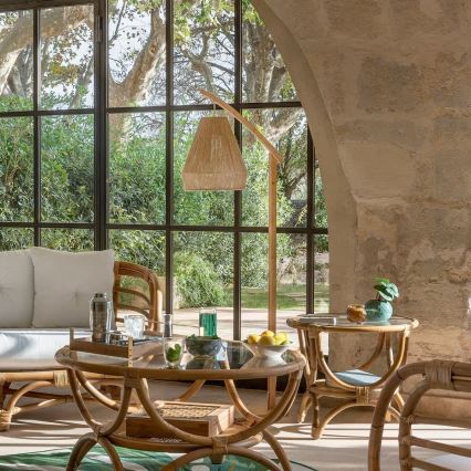 Atmosphera - Lámpara de pie PALM 1xE27/60W/230V bambú/cáñamo