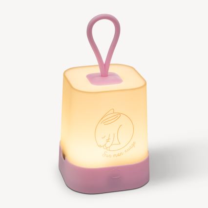 Atmosphera - Luz nocturna infantil recargable LED táctil RABBIT, 3,7 V, 1200 mAh, rosa