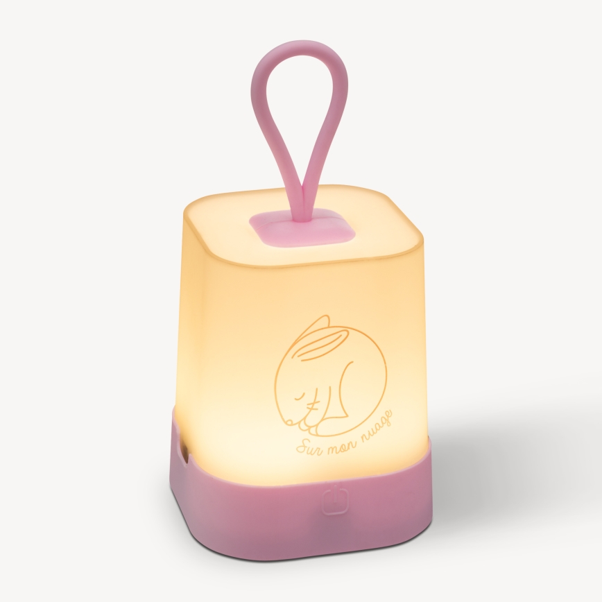 Atmosphera - Luz nocturna infantil recargable LED táctil RABBIT, 3,7 V, 1200 mAh, rosa