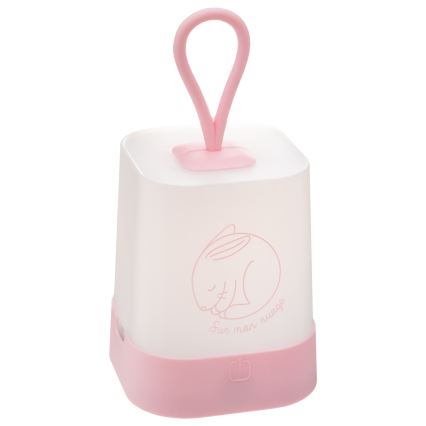 Atmosphera - Luz nocturna infantil recargable LED táctil RABBIT, 3,7 V, 1200 mAh, rosa
