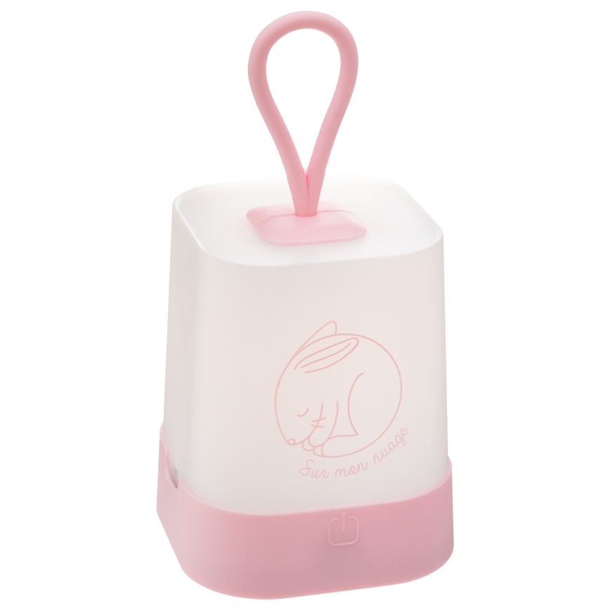 Atmosphera - Luz nocturna infantil recargable LED táctil RABBIT, 3,7 V, 1200 mAh, rosa