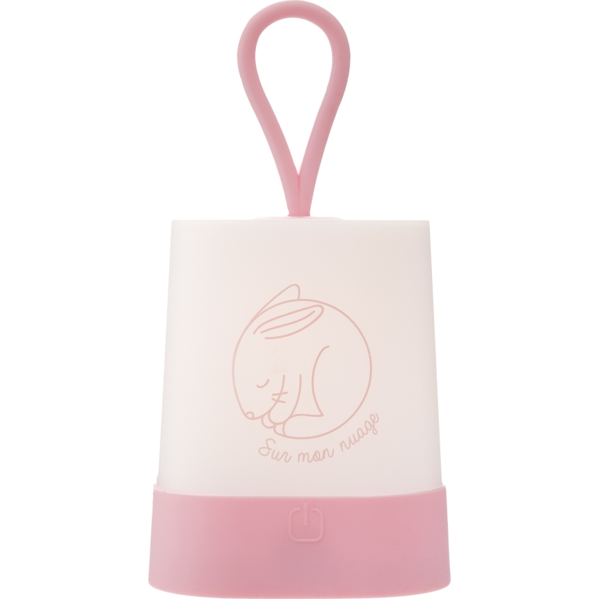 Atmosphera - Luz nocturna infantil recargable LED táctil RABBIT, 3,7 V, 1200 mAh, rosa