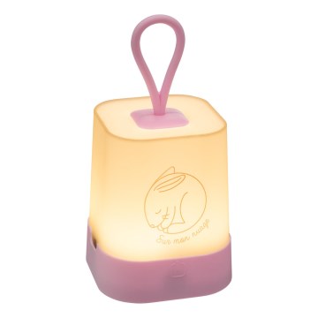 Atmosphera - Luz nocturna infantil recargable LED táctil RABBIT, 3,7 V, 1200 mAh, rosa