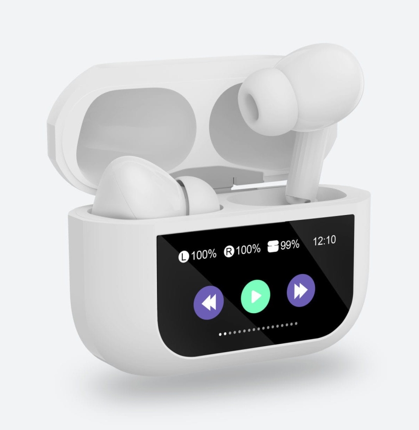 Auriculares inalámbricos con pantalla LCD 300 mAh + 2x 30 mAh blanco