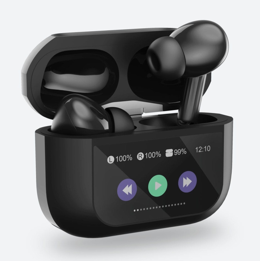 Auriculares inalámbricos con pantalla LCD 300 mAh + 2x 30 mAh negro