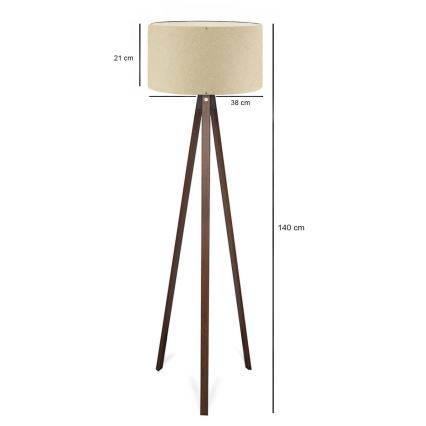 AYD 1xE27/40W/230V lámpara de pie beige/marrón