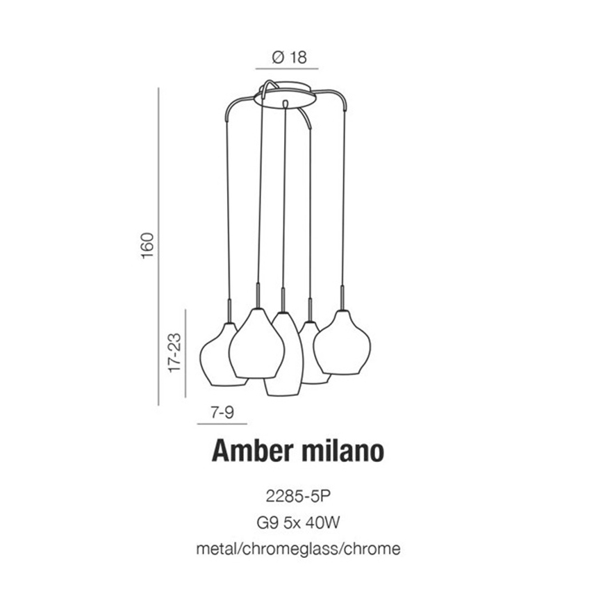 Azzardo AZ3076 - Lámpara colgante AMBER 5xG9/40W/230V