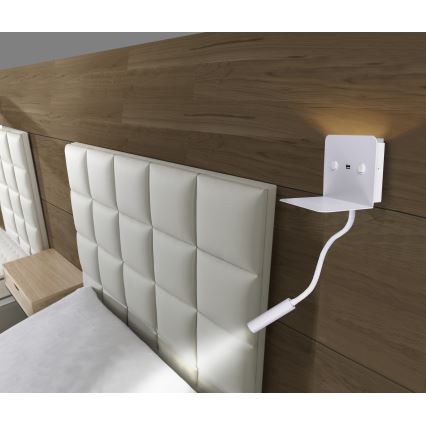 Azzardo AZ4417 - Lámpara LED flexible pequeña con repisa VERA 1xLED/5W/230V + 1xLED/6W blanco