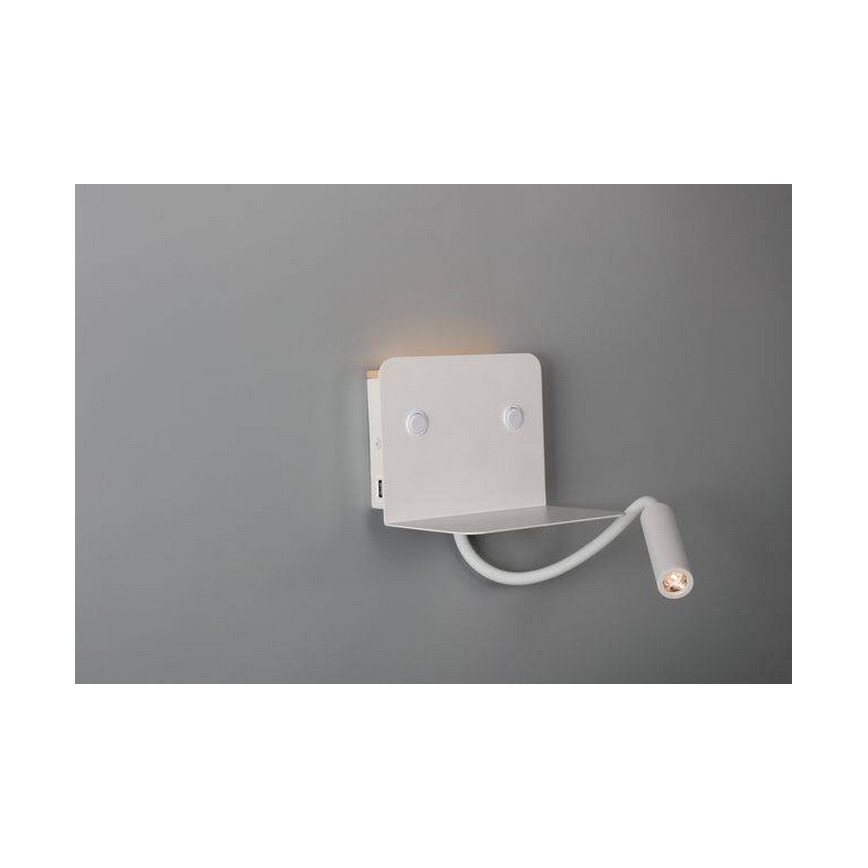 Azzardo AZ4417 - Lámpara LED flexible pequeña con repisa VERA 1xLED/5W/230V + 1xLED/6W blanco