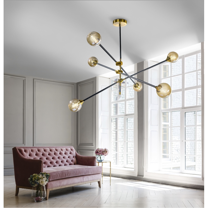 Azzardo AZ4700 - Lámpara colgante SOLEN 6xG9/30W/230V negro/dorado