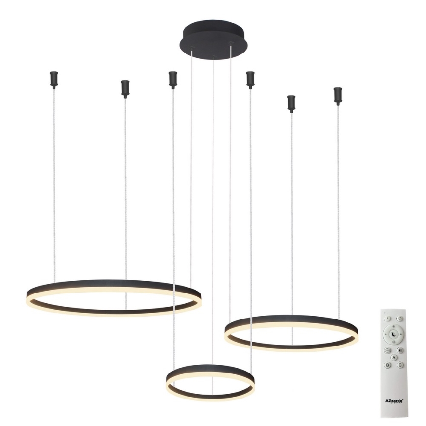 Azzardo AZ4972 - Lámpara de araña LED regulable HALO LED/120W/230V negro + control remoto