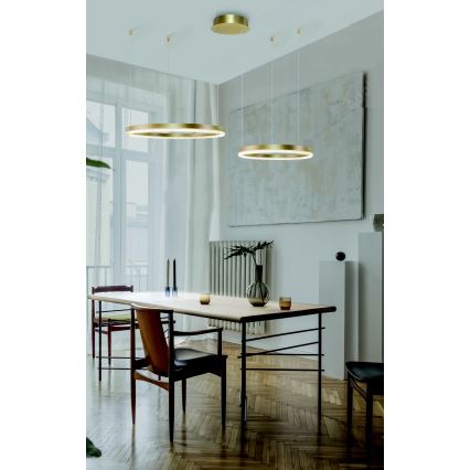 Azzardo AZ4979 - Lámpara de araña LED regulable HALO LED/90W/230V dorado + control remoto