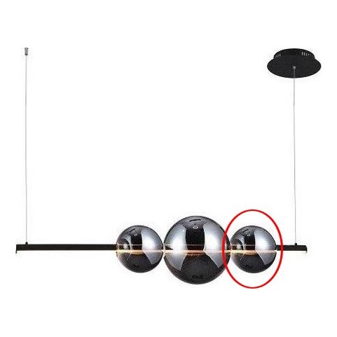 Azzardo - Vidrio de repuesto para lámpara de araña SANDRA negro/cromo - pequeño diá. 15 cm