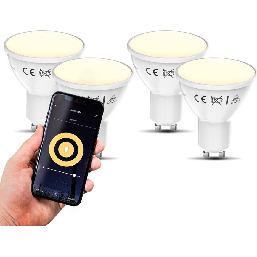 B.K. Licht 1261 - SET 4x Bombilla LED regulable GU10/5,5W/230V Wi-Fi Tuya 2700K