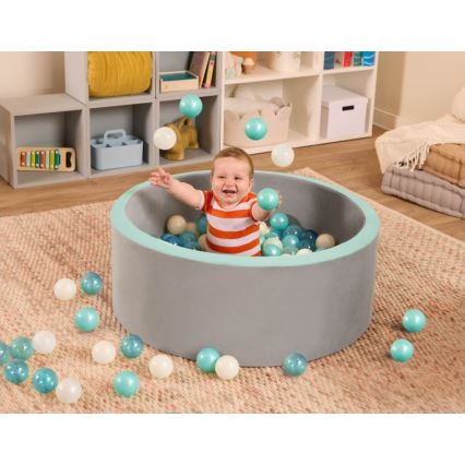 B-Toys - Piscina seca para niños con bolas diá. 89 cm gris/turquesa
