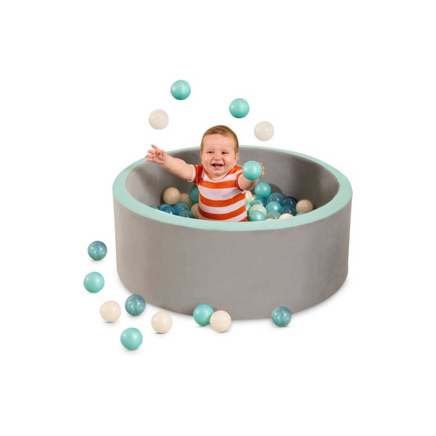 B-Toys - Piscina seca para niños con bolas diá. 89 cm gris/turquesa