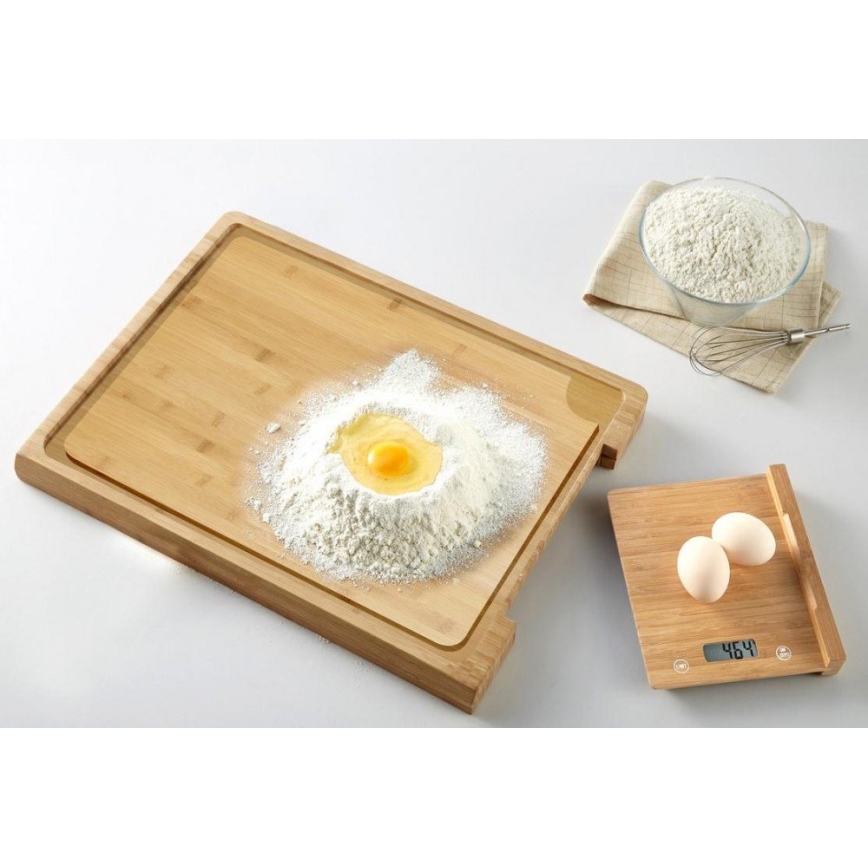 Balanza de cocina digital 1xCR2032 + tabla de bambú