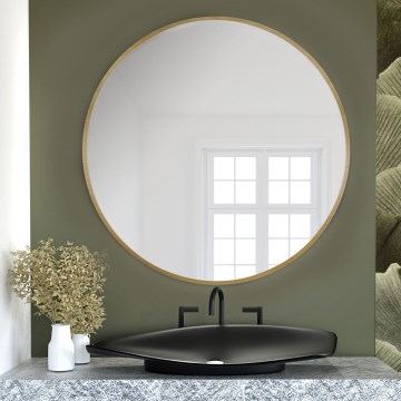 Baltica Design - Espejo de pared TINY BORDER de 60 cm de diámetro, acabado dorado