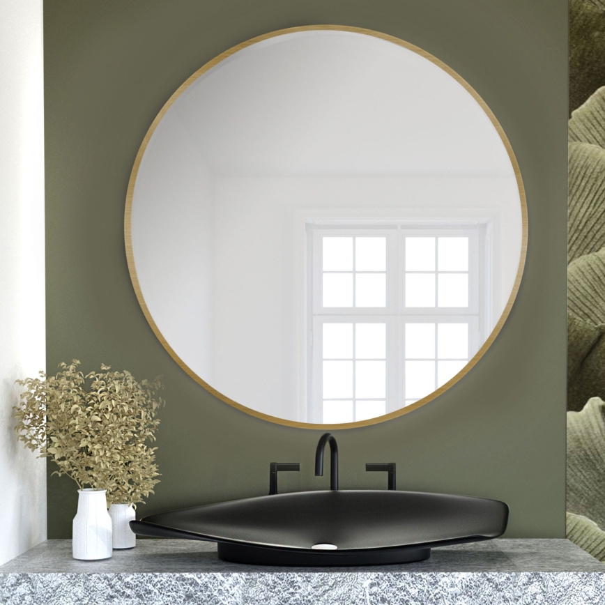 Baltica Design - Espejo de pared TINY BORDER de 60 cm de diámetro, acabado dorado