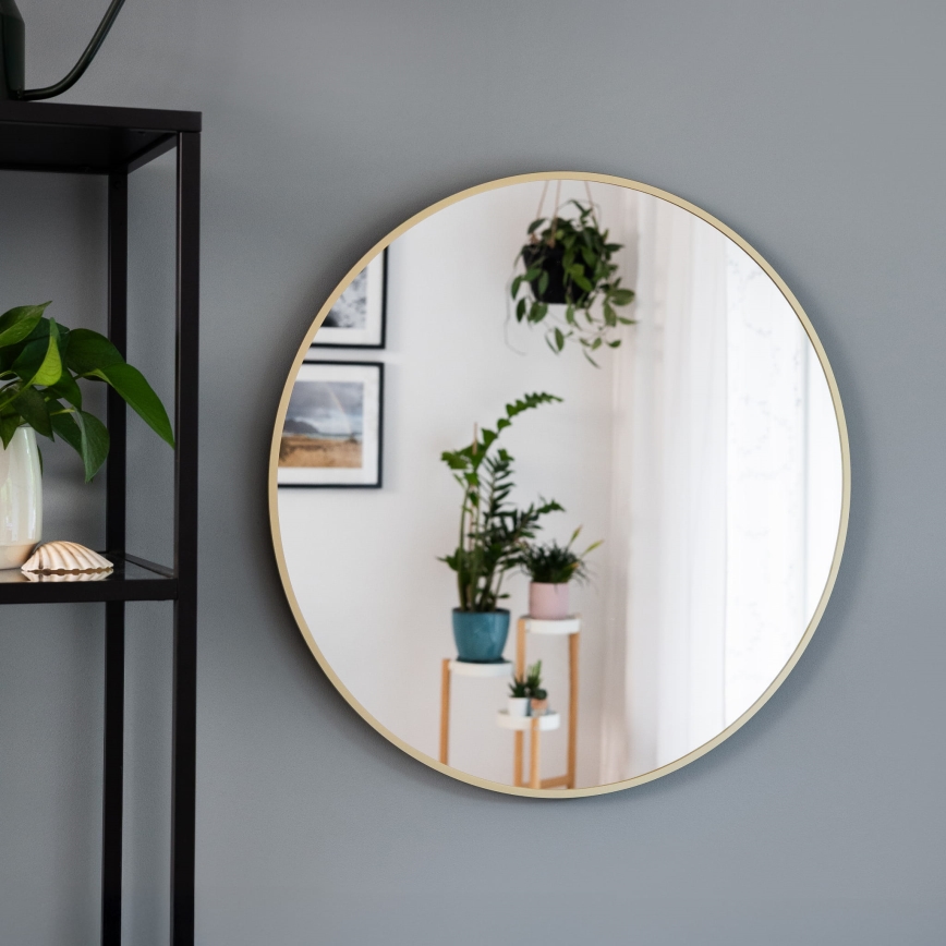 Baltica Design - Espejo de pared TINY BORDER de 60 cm de diámetro, acabado dorado