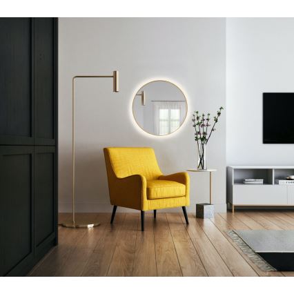Baltica Design - Espejo de pared para baño con iluminación integrada BRIGHT LED/15W/230V/4500K, diámetro 90 cm, IP65, dorado