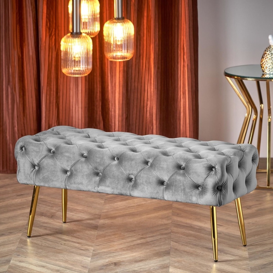 Banco acolchado ATHENA 40x100 cm gris/dorado