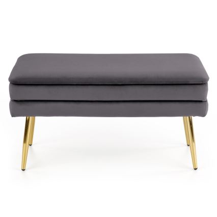 Banco acolchado con espacio de almacenamiento VELVA 37x78 cm gris/dorado