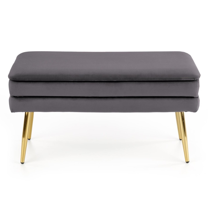 Banco acolchado con espacio de almacenamiento VELVA 37x78 cm gris/dorado