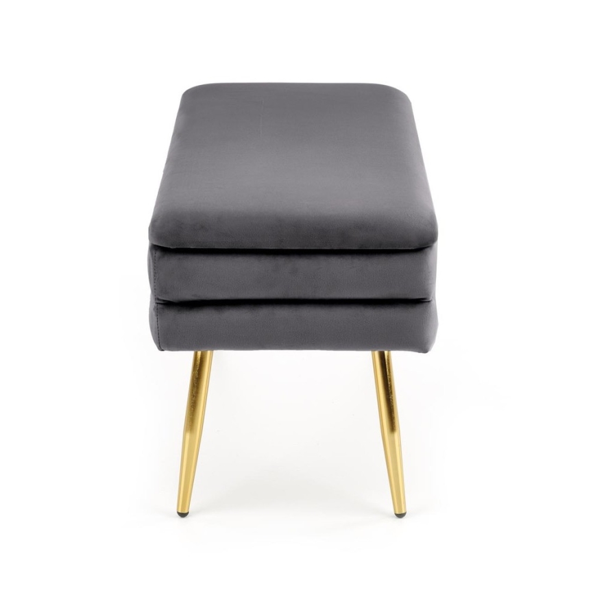 Banco acolchado con espacio de almacenamiento VELVA 37x78 cm gris/dorado
