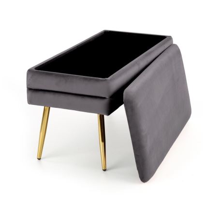 Banco acolchado con espacio de almacenamiento VELVA 37x78 cm gris/dorado