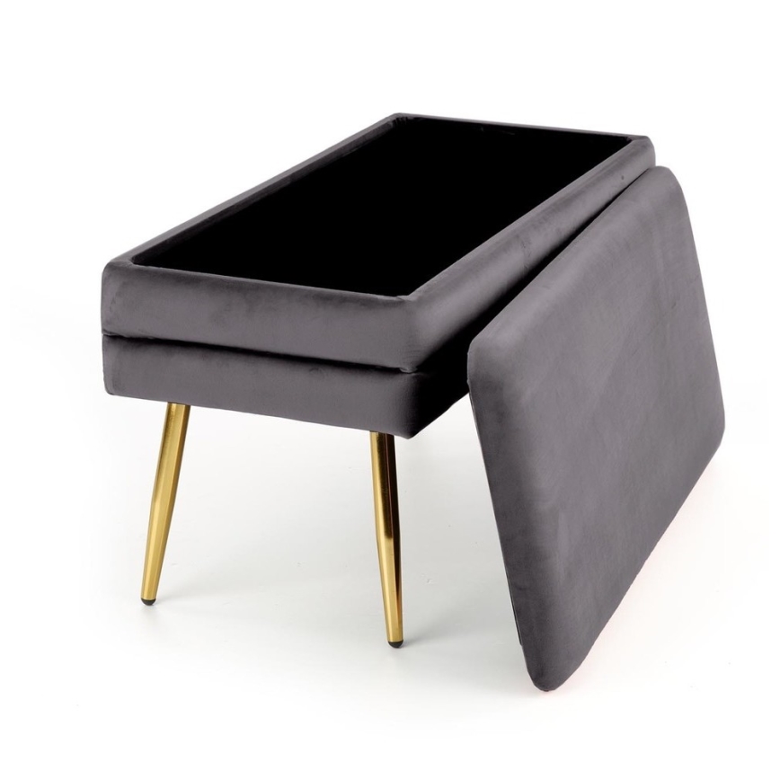 Banco acolchado con espacio de almacenamiento VELVA 37x78 cm gris/dorado
