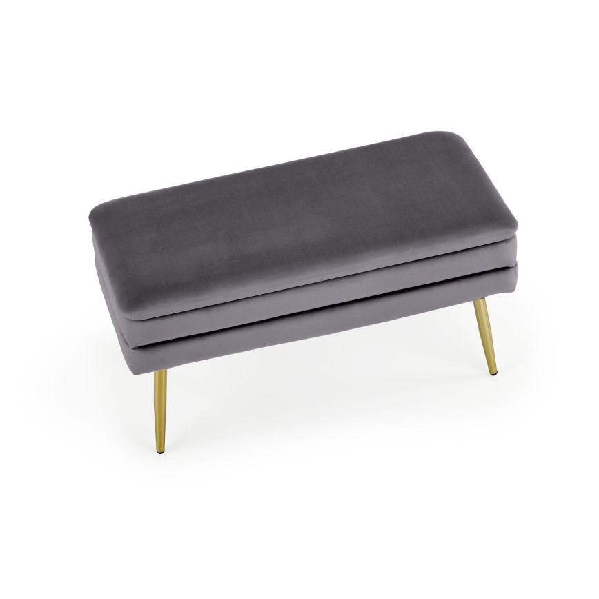 Banco acolchado con espacio de almacenamiento VELVA 37x78 cm gris/dorado