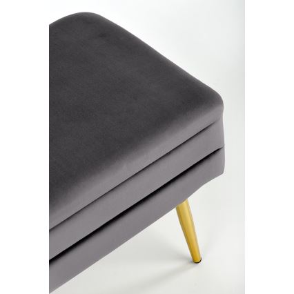 Banco acolchado con espacio de almacenamiento VELVA 37x78 cm gris/dorado