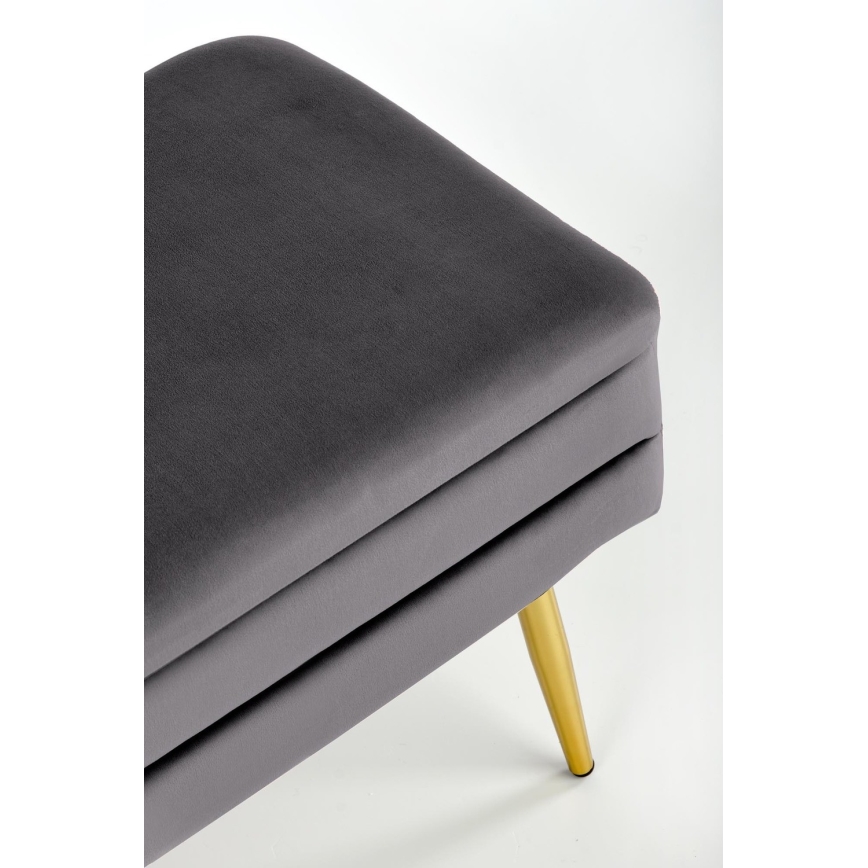 Banco acolchado con espacio de almacenamiento VELVA 37x78 cm gris/dorado