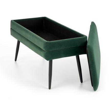 Banco acolchado con espacio de almacenamiento VELVA 37x78 cm verde/negro