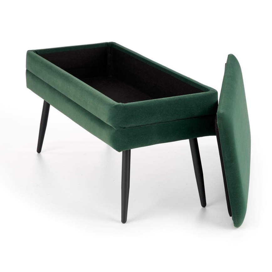 Banco acolchado con espacio de almacenamiento VELVA 37x78 cm verde/negro