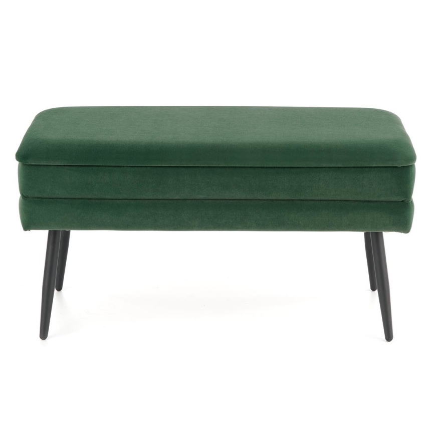 Banco acolchado con espacio de almacenamiento VELVA 37x78 cm verde/negro