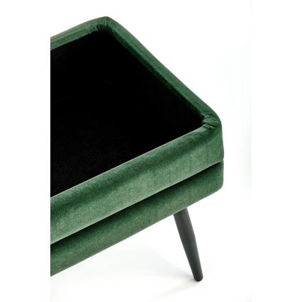 Banco acolchado con espacio de almacenamiento VELVA 37x78 cm verde/negro