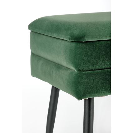 Banco acolchado con espacio de almacenamiento VELVA 37x78 cm verde/negro