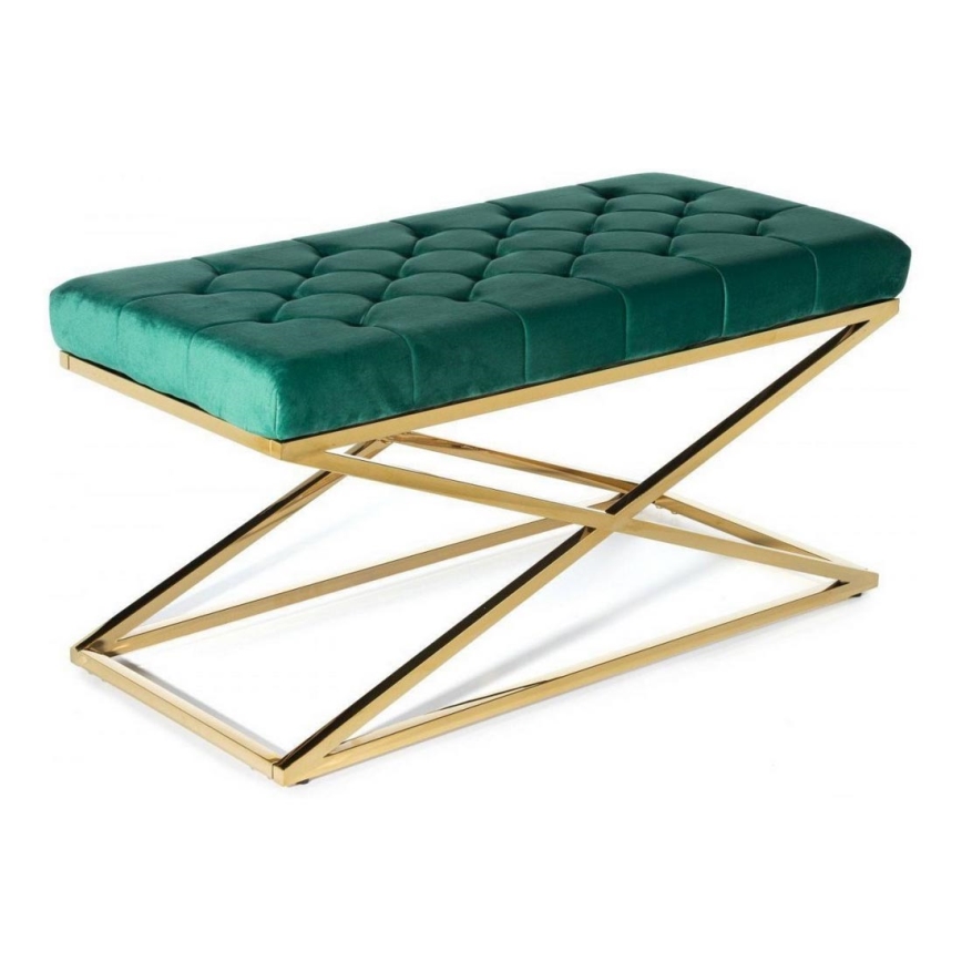 Banco acolchado SALIBA 50x97 cm dorado/verde