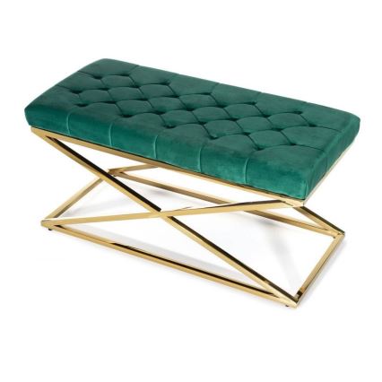 Banco acolchado SALIBA 50x97 cm dorado/verde