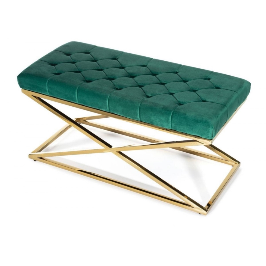 Banco acolchado SALIBA 50x97 cm dorado/verde