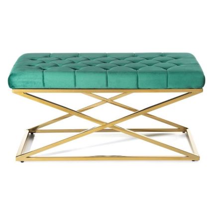 Banco acolchado SALIBA 50x97 cm dorado/verde