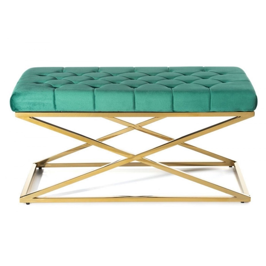 Banco acolchado SALIBA 50x97 cm dorado/verde