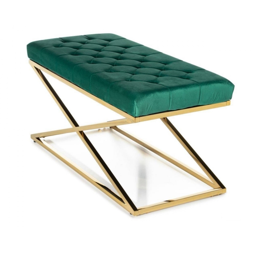 Banco acolchado SALIBA 50x97 cm dorado/verde