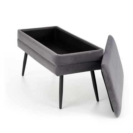 Banco con espacio de almacenamiento VELVA 37x78 cm gris