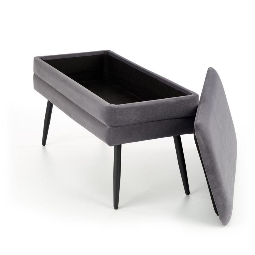 Banco con espacio de almacenamiento VELVA 37x78 cm gris