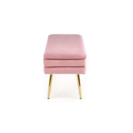 Banco con espacio de almacenamiento VELVA 37x78 cm rosa/dorado